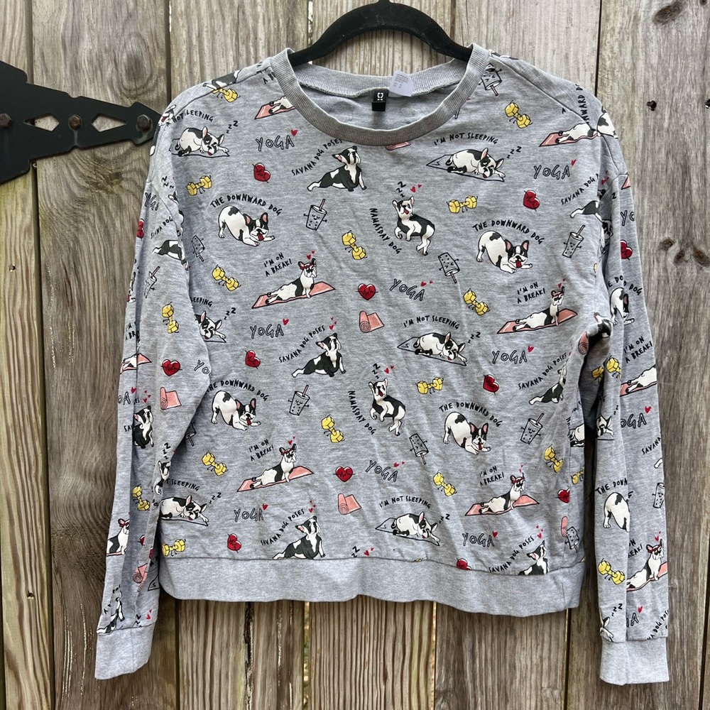 Divided H & M Puppy Doggie Yoga Crewneck Sweatshirt Women’s Medium